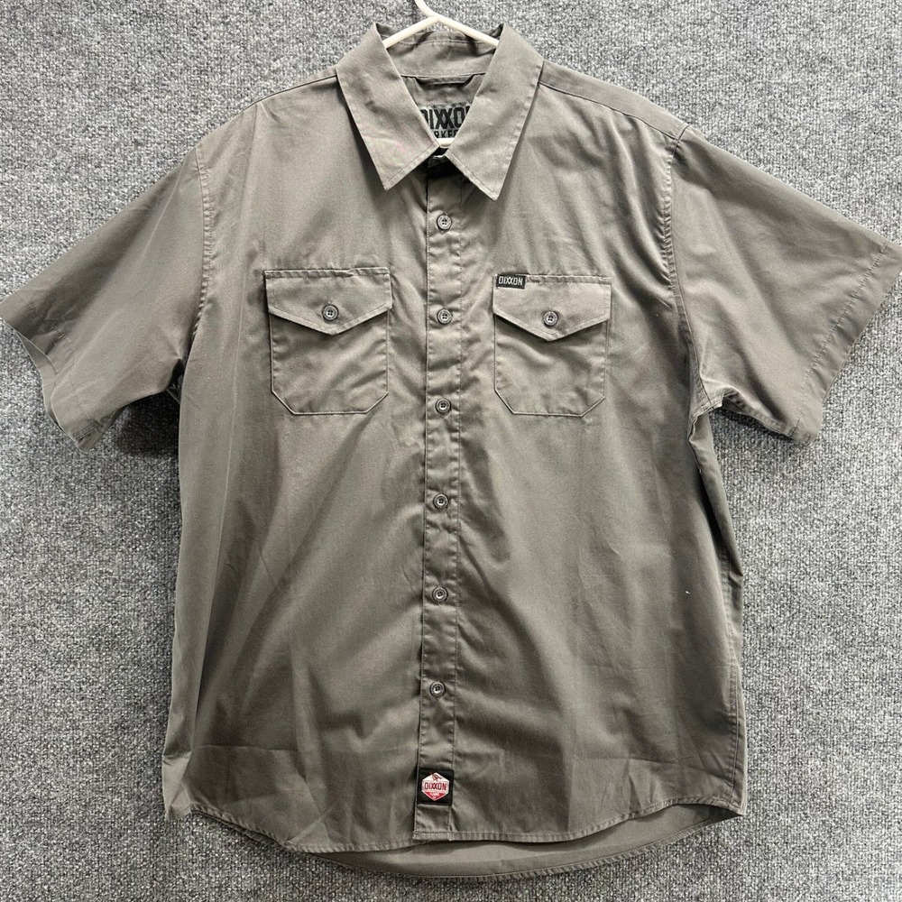 Dixxon Workforce Mens XL Gray Short Sleeve Button Up Work Shirt D-Tech Blend